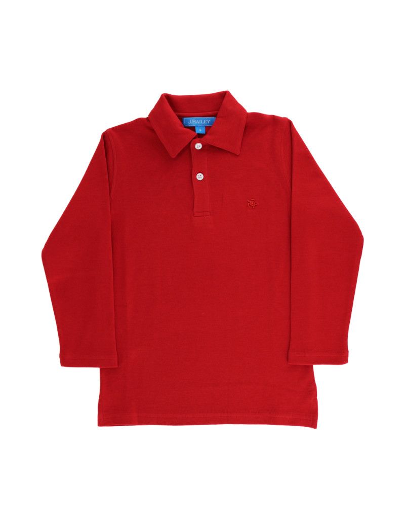 Harry LS Knit Polo, Red