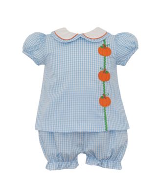 Blue Gingham Pumpkin Bloomer Set