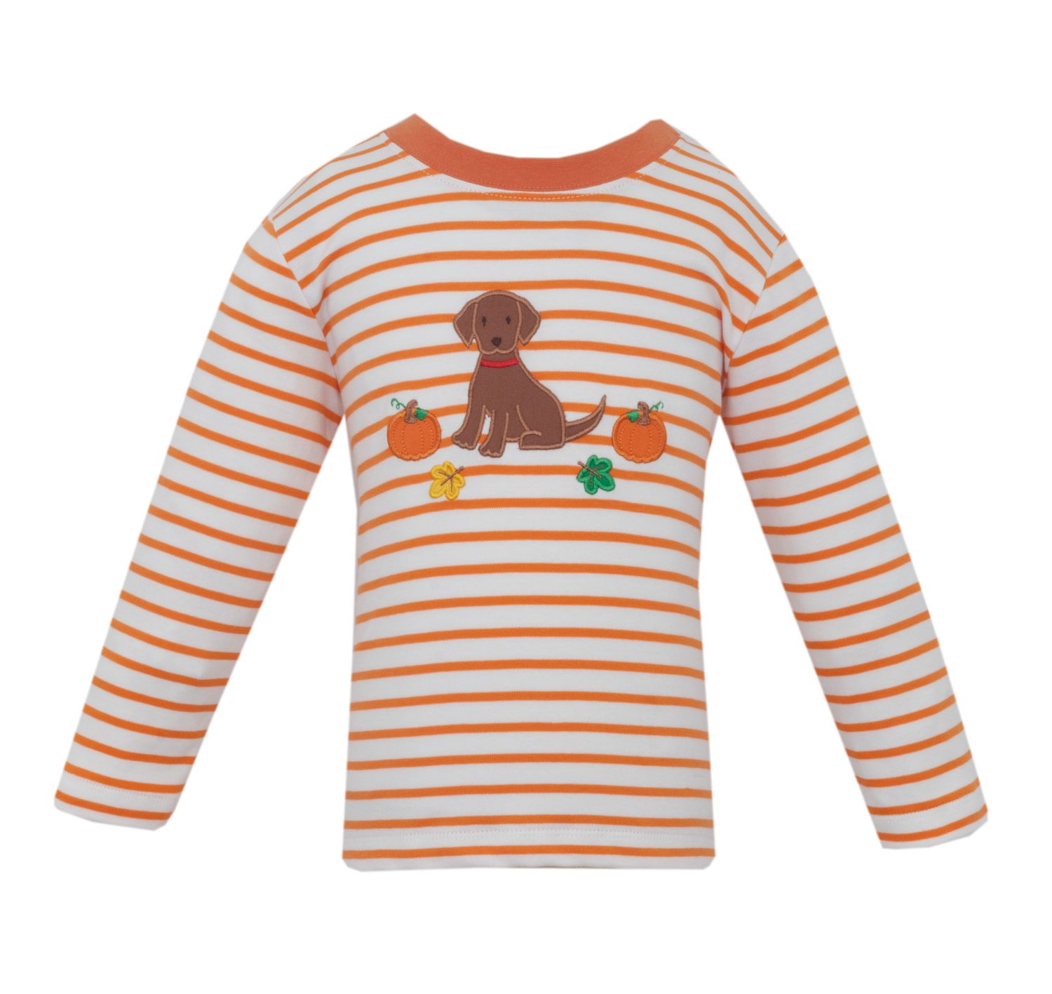 Orange Stripe Fall Puppy LS Tee