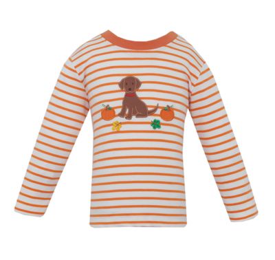 Orange Stripe Fall Puppy LS Tee