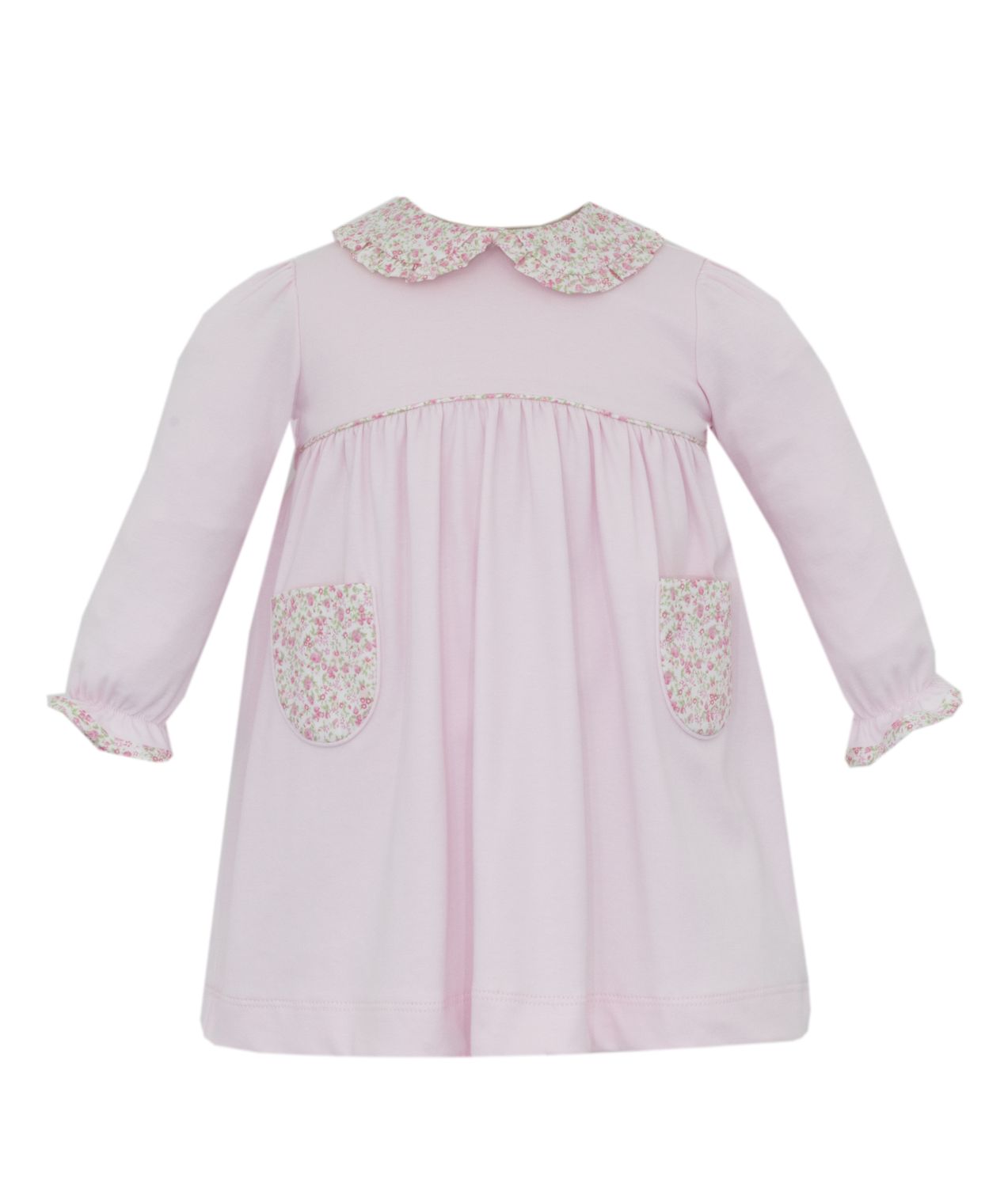 LS Pink Knit Dress with Floral Pockets