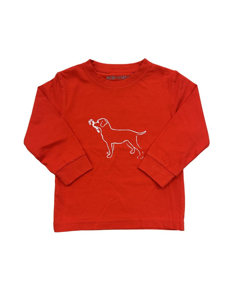 Red Candy Cane Dog LS T-Shirt