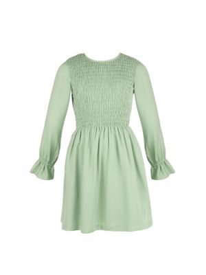 The Carla Shirred Dress, Aqua