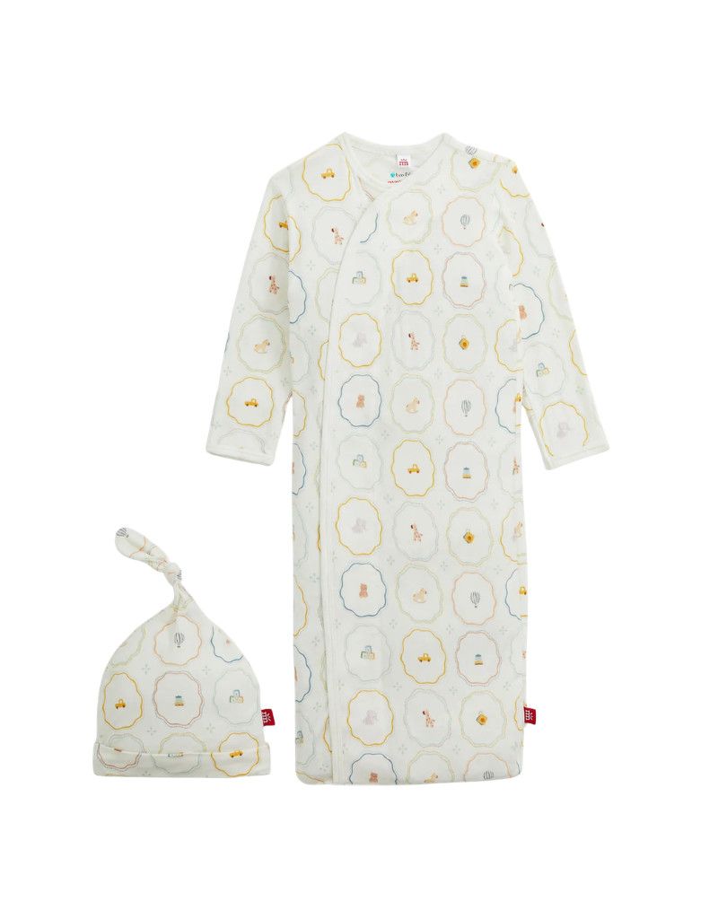 Nursery Magic Cream Modal Gown/Hat Set NB/3m