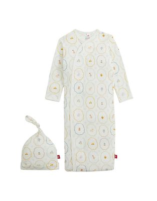 Nursery Magic Cream Modal Gown/Hat Set NB/3m