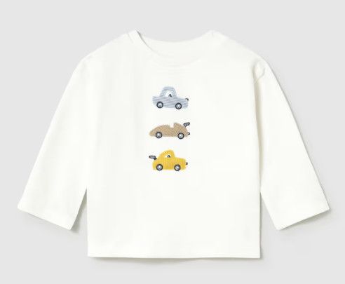 Embroidered Tshirt, Cream Car