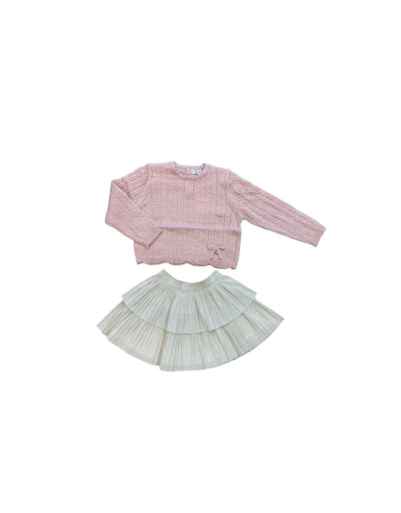 Ruffle Skirt and Sweater Set. Pink