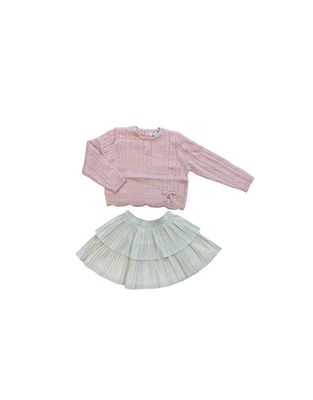 Ruffle Skirt and Sweater Set. Pink