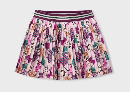Pleated Suede Skirt, Purse Print