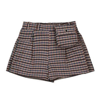 Plaid Skort with Pocket, Cinnamon