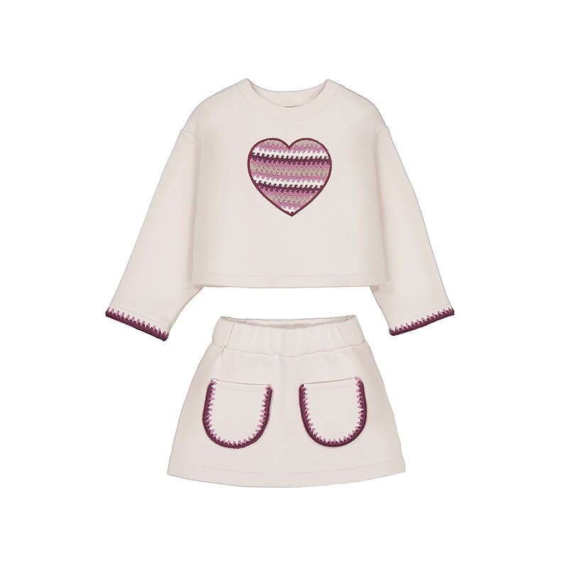 Heart Sweatshirt and Skirt Set