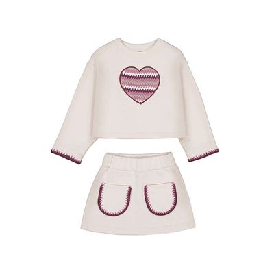 Heart Sweatshirt and Skirt Set
