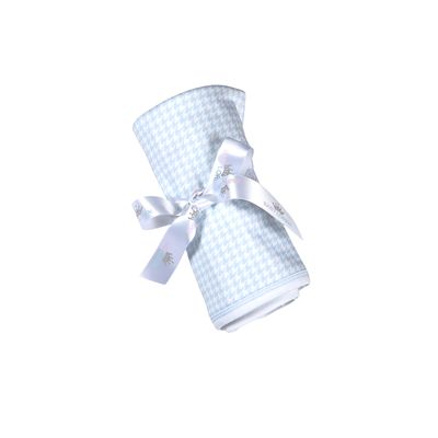 Blue Samuel Houndstooth Pima Receiving Blanket