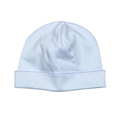 Blue Beanie Blue Picot Trim