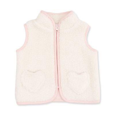 Sherpa Zip Vest, Pink Trim
