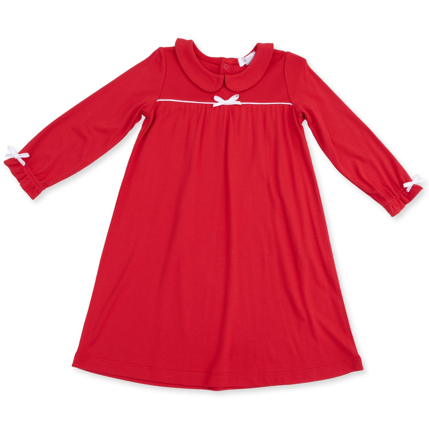 Ribbon Red - Long Sleeve Gown with Peter Pan Collar