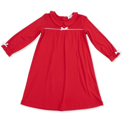 Ribbon Red - Long Sleeve Gown with Peter Pan Collar