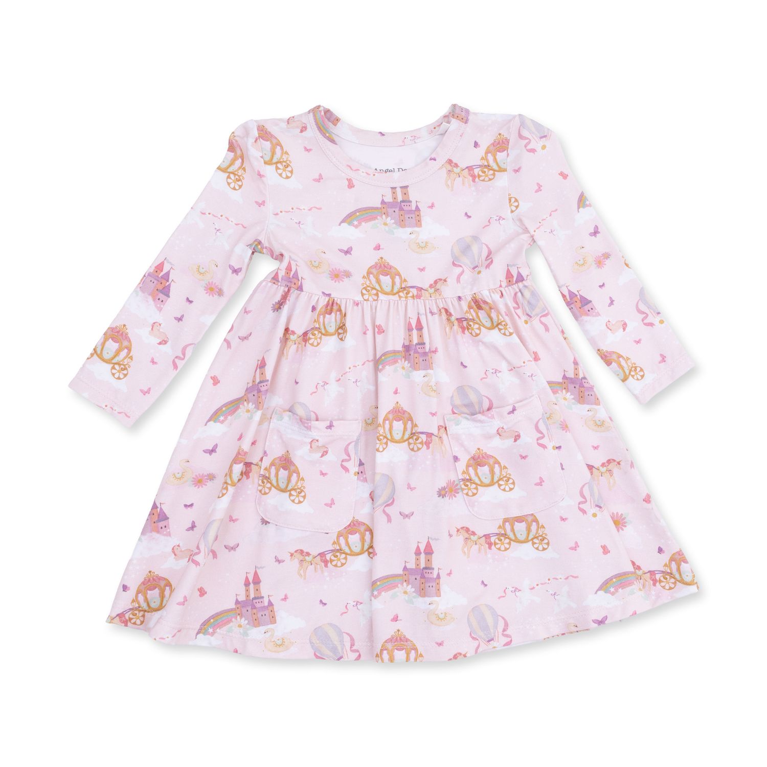 Princess Unicorns and Castle - Twirly LS Dress w/ Bike Short