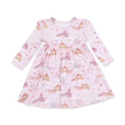 Princess Unicorns and Castle - Twirly LS Dress w/ Bike Short