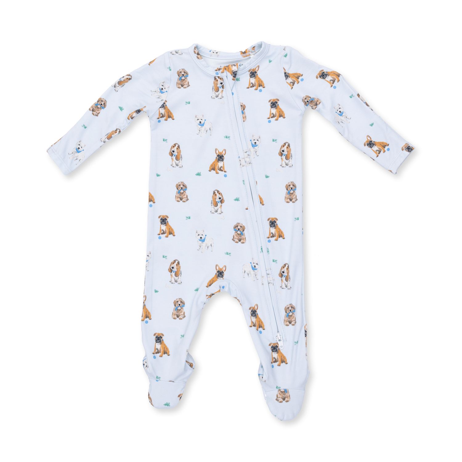 Bestie Dogs Blue - 2 Way Zipper Footie