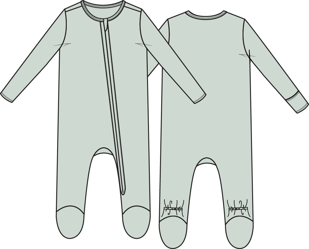 Solid Milky Green - 2 Way Zipper Footie