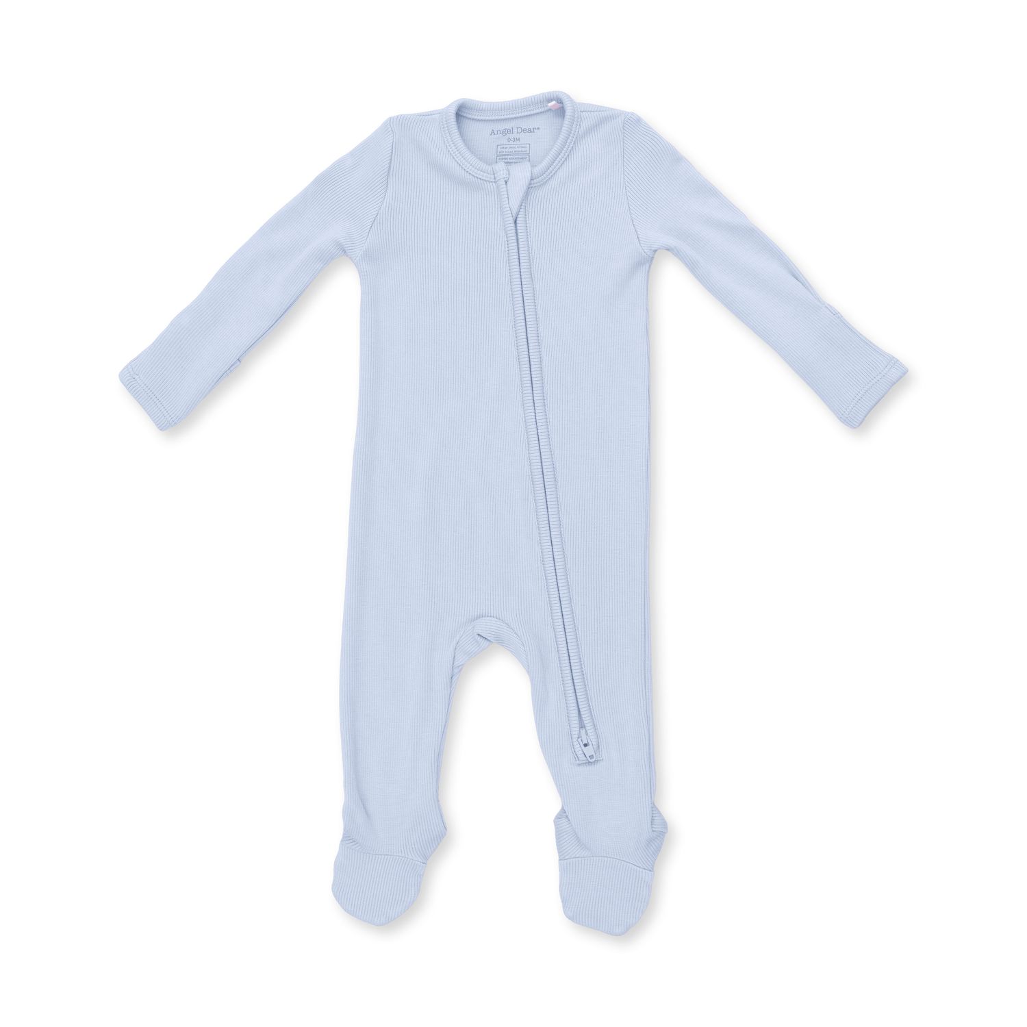 Solid Sheer Blue Rib - 2 Way Zipper Footie