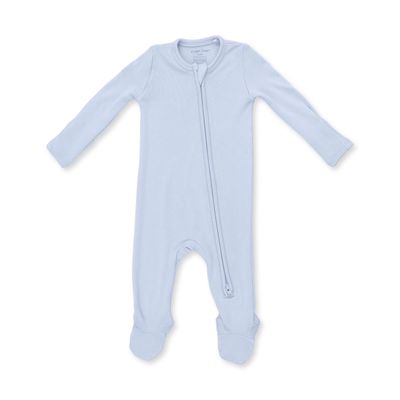Solid Sheer Blue Rib - 2 Way Zipper Footie