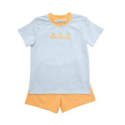 Pumpkin Short Set, Blue Stripe