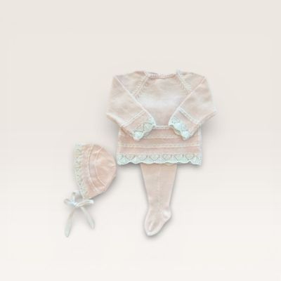 Stripe Layette 3 Piece Set, Pink