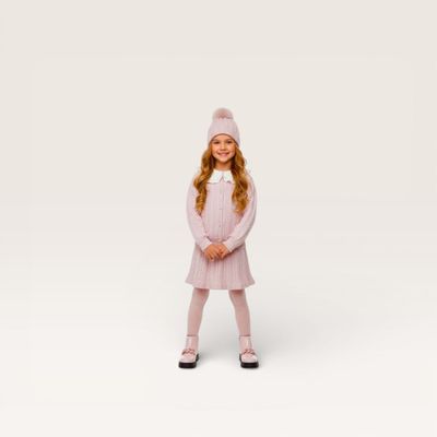 Cable Toboggan Hat with Pom , Pink