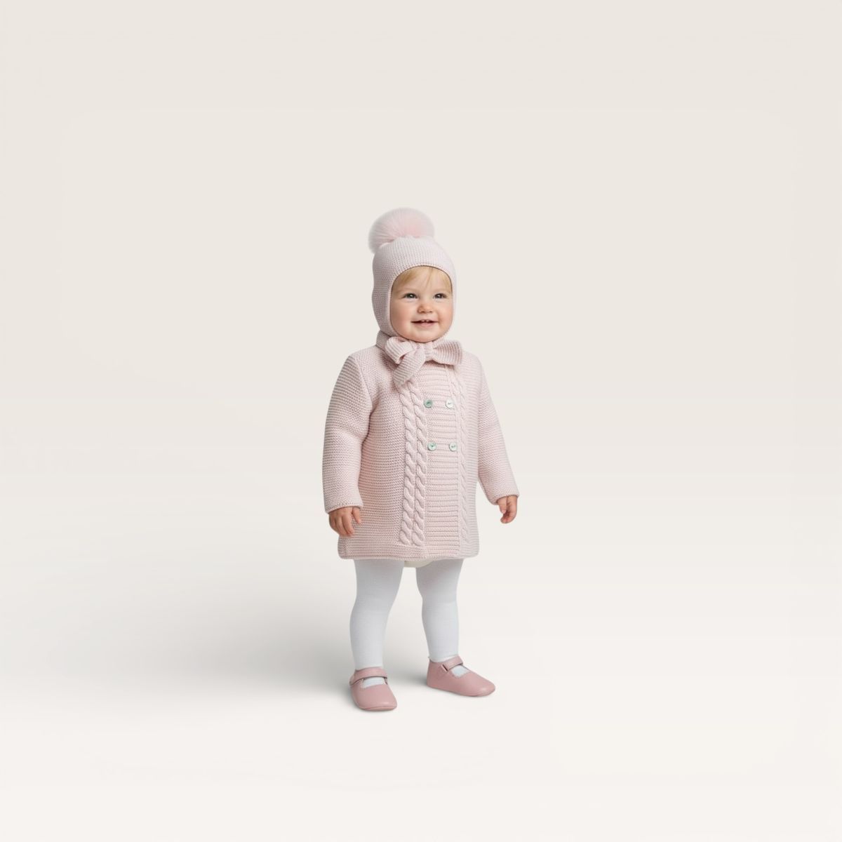 Wide Tie Aviator Hat, Light Pink