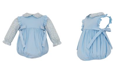 Light Blue Cord Bubble with Floral Blouse