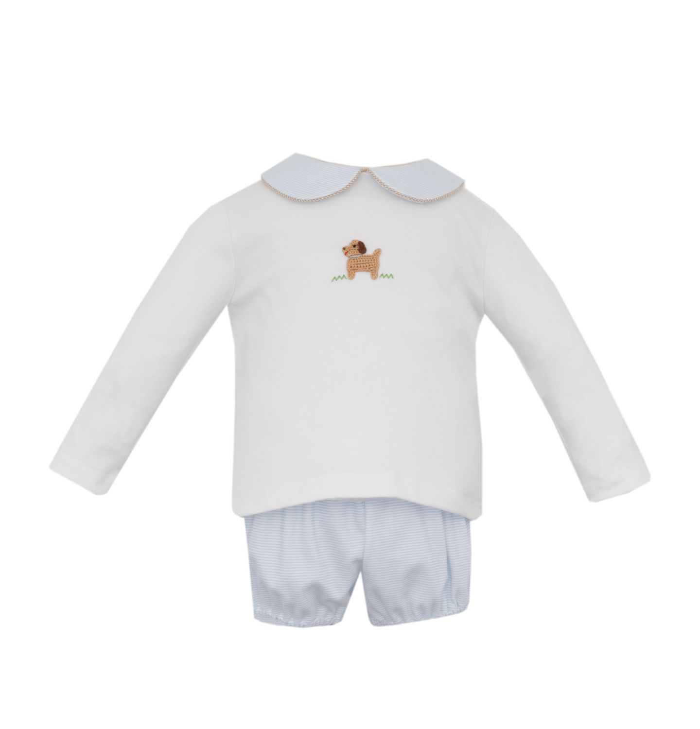 Puppies Diaper Set, Knit Light BLue