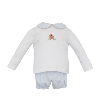 Puppies Diaper Set, Knit Light BLue
