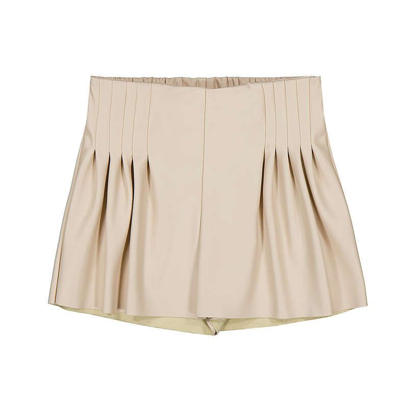 Faux Leather Shorts, Biscuit