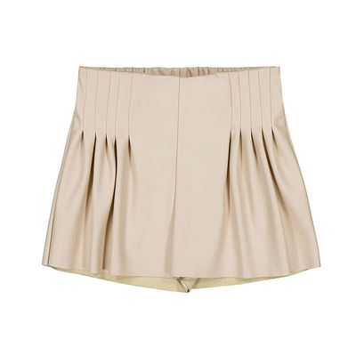 Faux Leather Shorts, Biscuit
