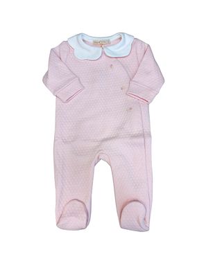 Rosebuds Pima Jacquard Embroidered Footie, Pink