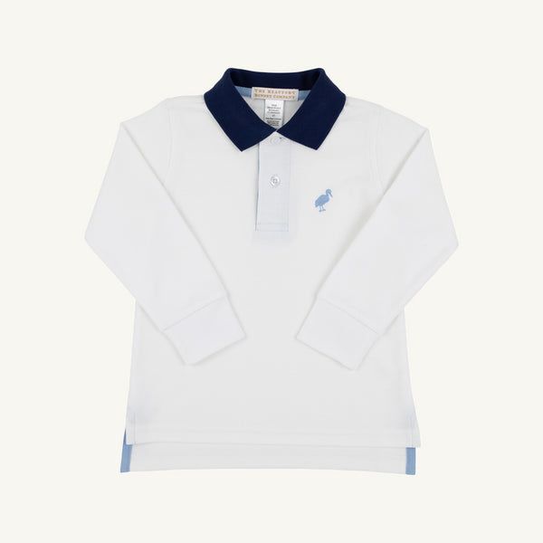 Prim and Proper LS Polo, Worth Ave White, Nantuc Navy