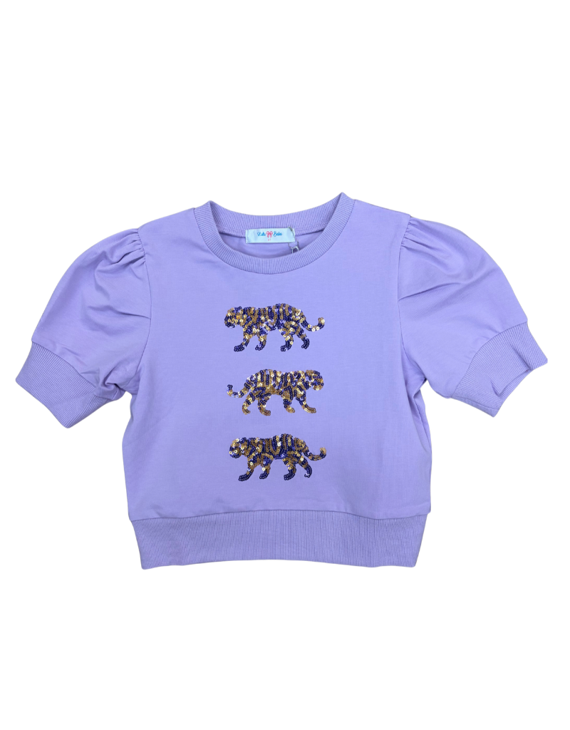Sequin Tiger  Penny Shirt, Lavender