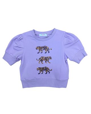 Sequin Tiger  Penny Shirt, Lavender