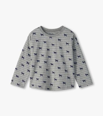 Tiny Pups Striped Drop Shoulder Tee