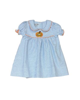 Blue Stripe Dress, Emb Pumpkin