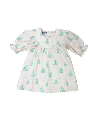 Christmas Tree Print Pink Dress
