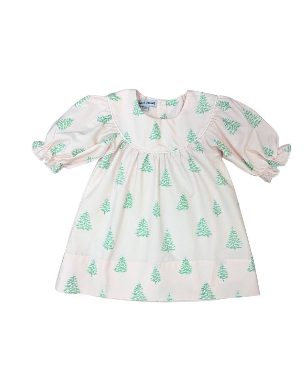 Christmas Tree Print Pink Dress