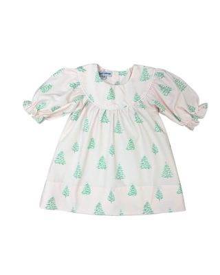 Christmas Tree Print Pink Dress