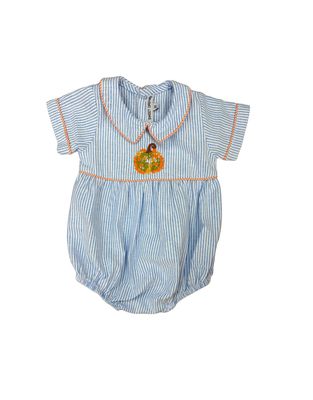 Boy's Blue Stripe Bubble, Emb Pumpkin