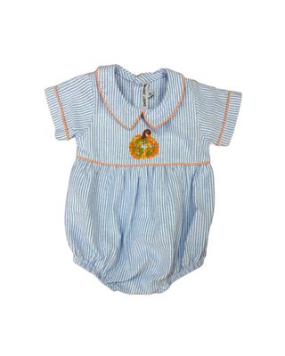 Boy's Blue Stripe Bubble, Emb Pumpkin