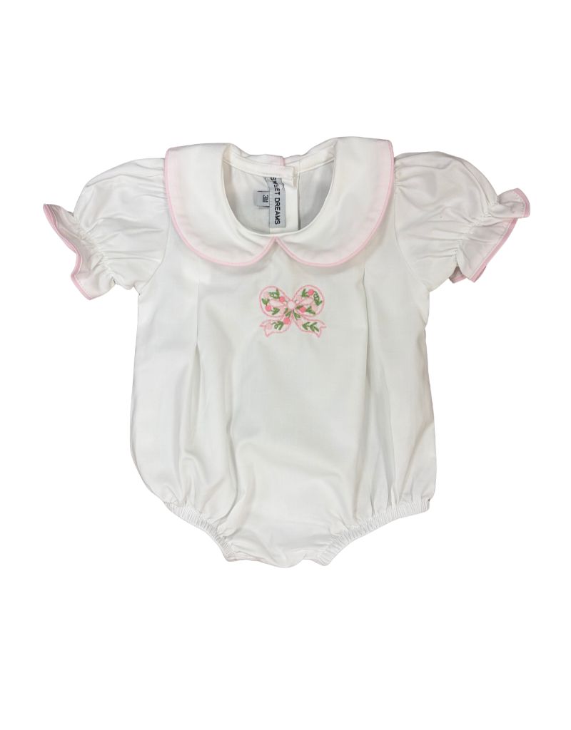 Bow Emb White Pleated Bubble