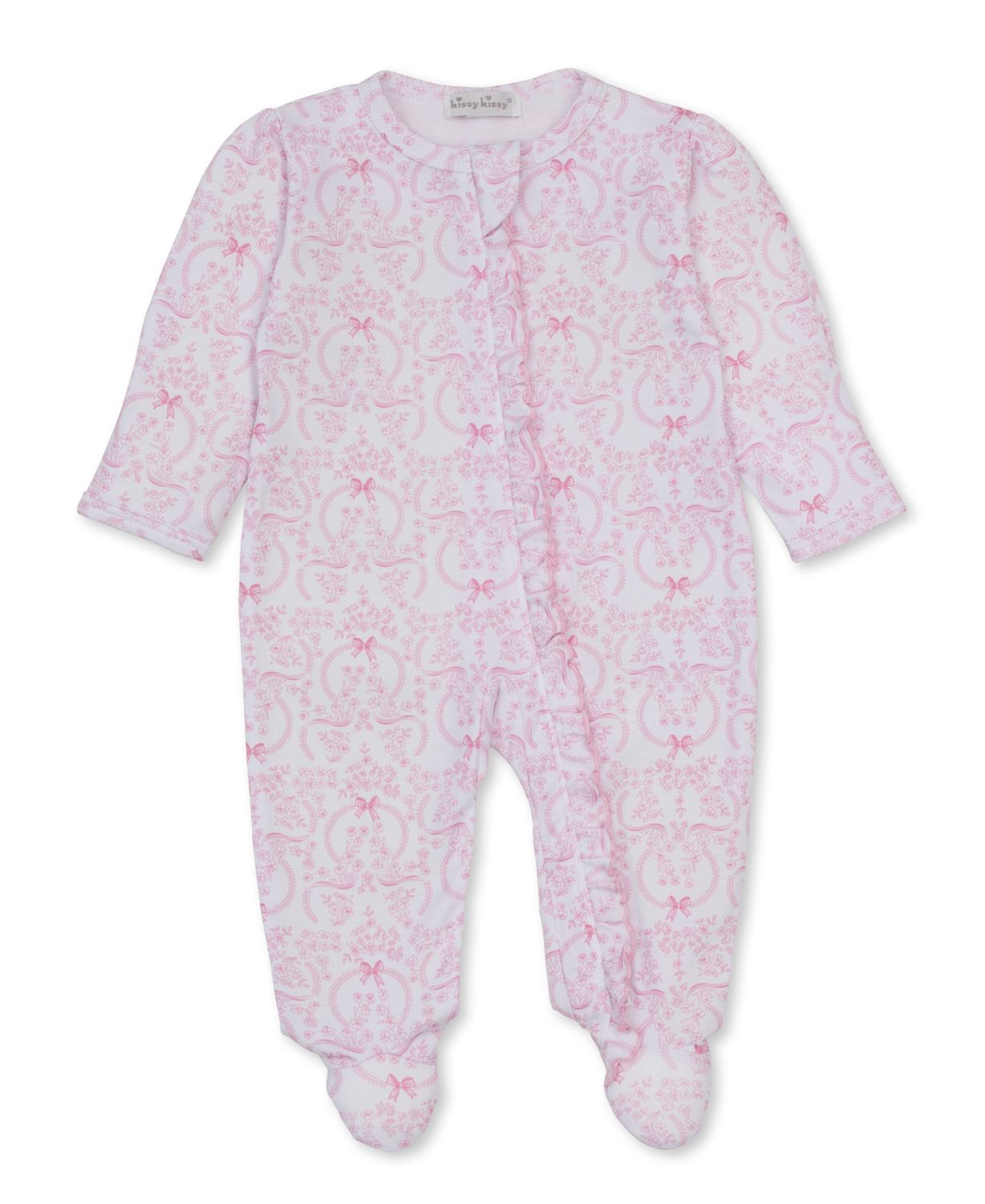 PRT Footie w Zip. Delicate Blooming Bows