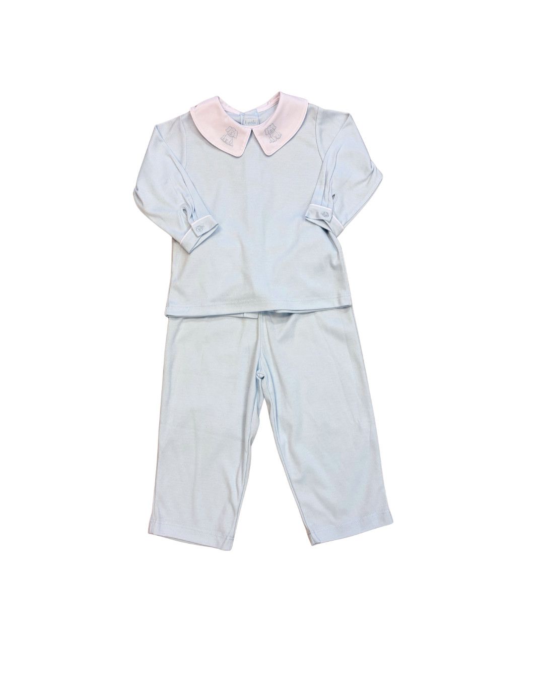 Blue Knit 2 Piece Set, Puppy